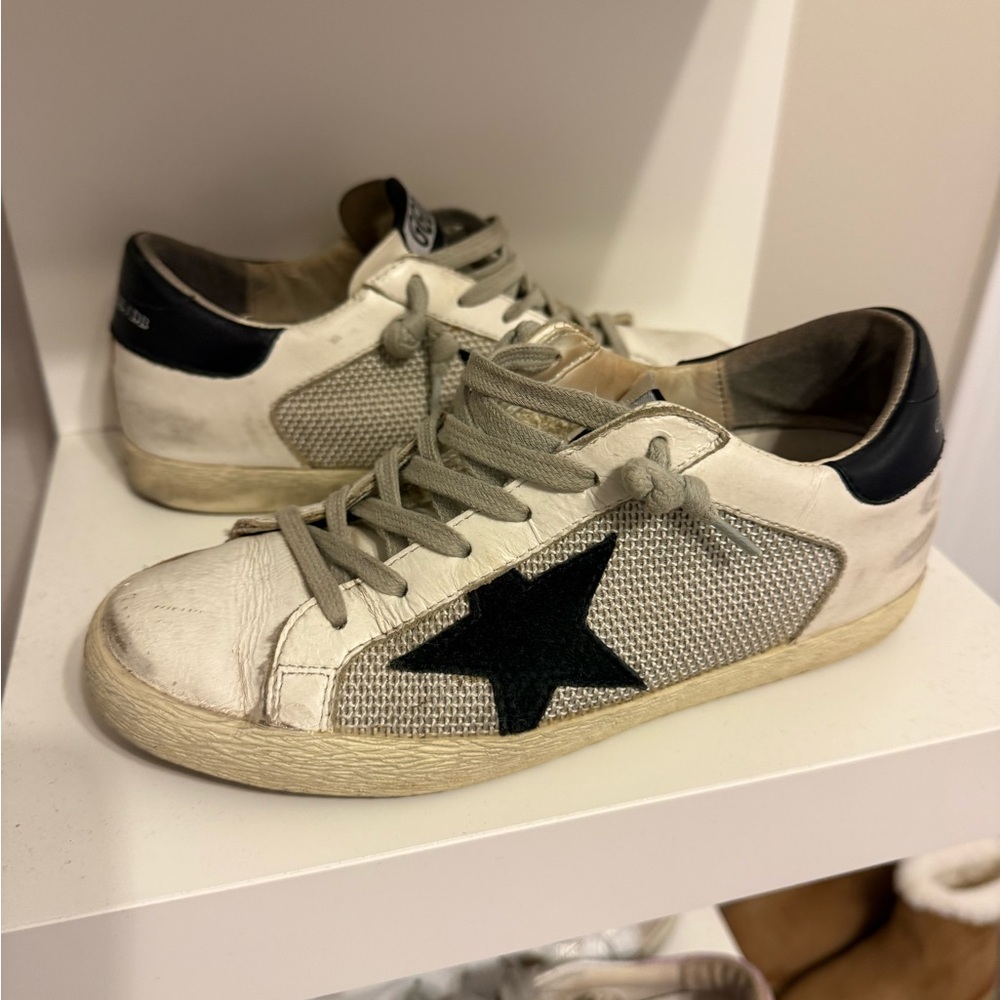 Golden Goose White and Black Sneakers